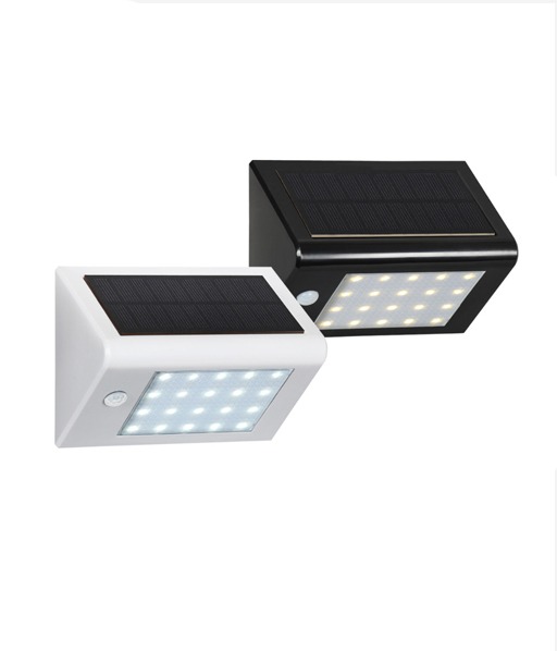 Foco LED Solar de Pared con Sensor 3000K Negro - MVC Equipamientos